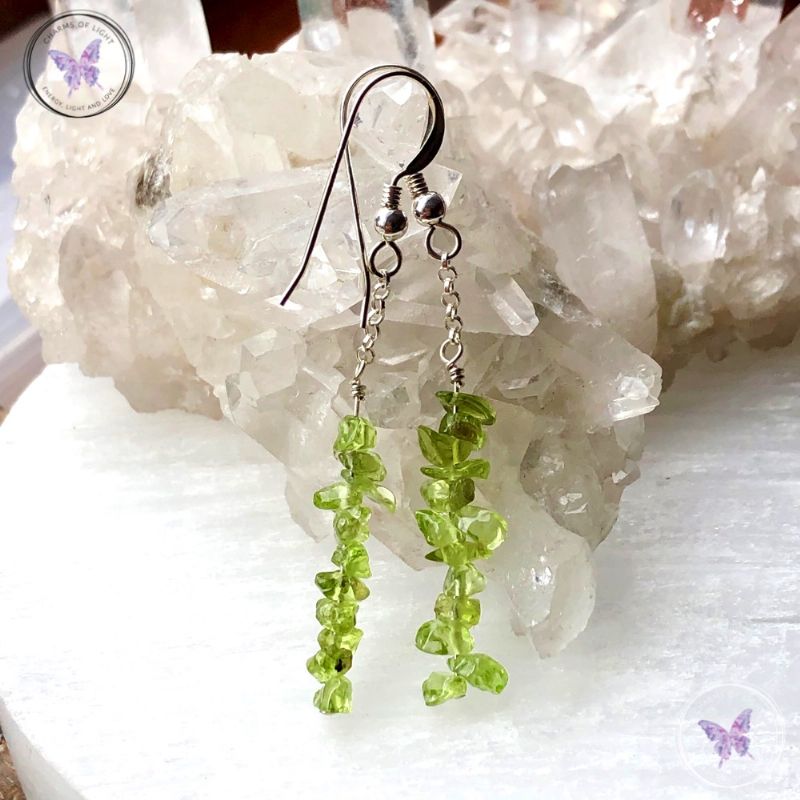 Peridot Chip Dangle Earrings